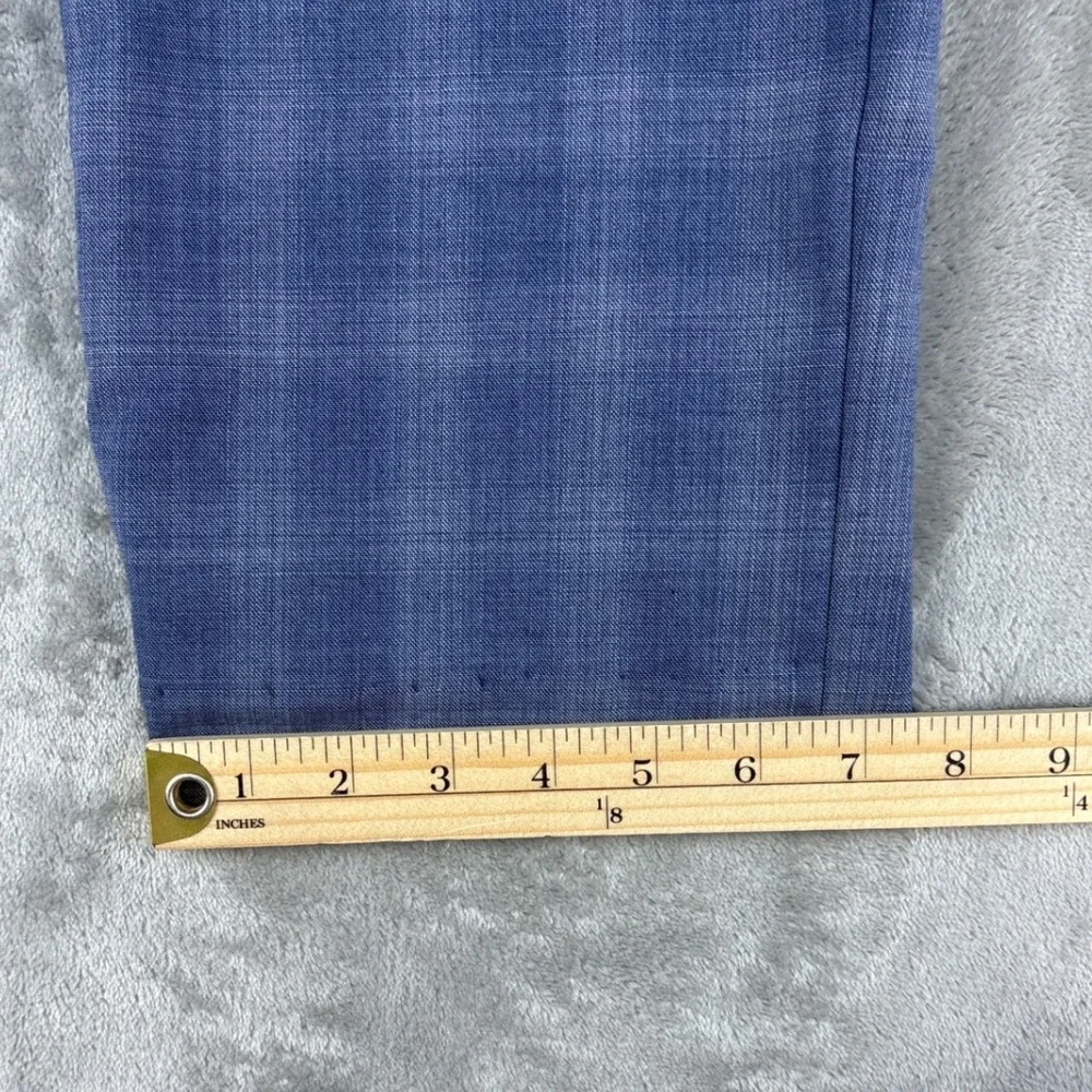 Lauren Ralph Lauren Dress Pants Mens 34x30 Plaid Blue Wool Blend Stretch EUC